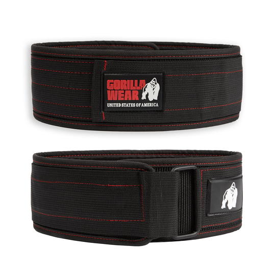 4 Inch Nylon Lifting Belt, black/red